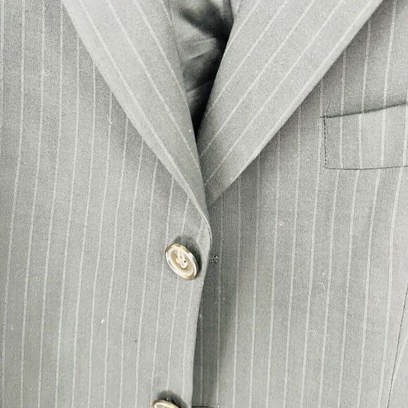 Ralph Lauren Black Pinstripe Blazer Size 42R Wool Blend Bernini Beverly Hills - Picture 2 of 7